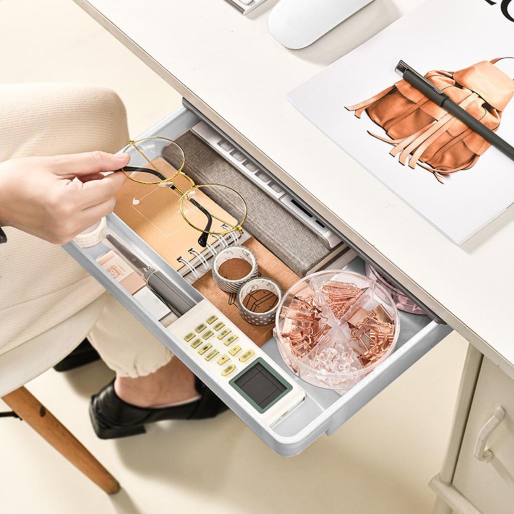 Desk Organizers Storage Drawer Self-adhesive Storage Box Office Stationery Tools Organizers Under Desk Drawer Hidden for Office