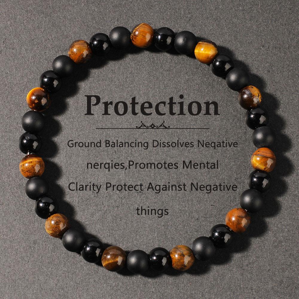 Jewelry bracelet, iron gallstone, obsidian, European and American bracelet, bracelet, men's bracelet.