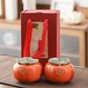 Оранжевый керамический чайный контейнер-хурма, двойной подарочный набор