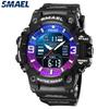 Мужские часы с двойным дисплеем Спортивные водонепроницаемые светодиодные будильники с двойным дисплеем времени Неделя Автоматическая дата Наручные часы 8049 Спортивные наручные часы