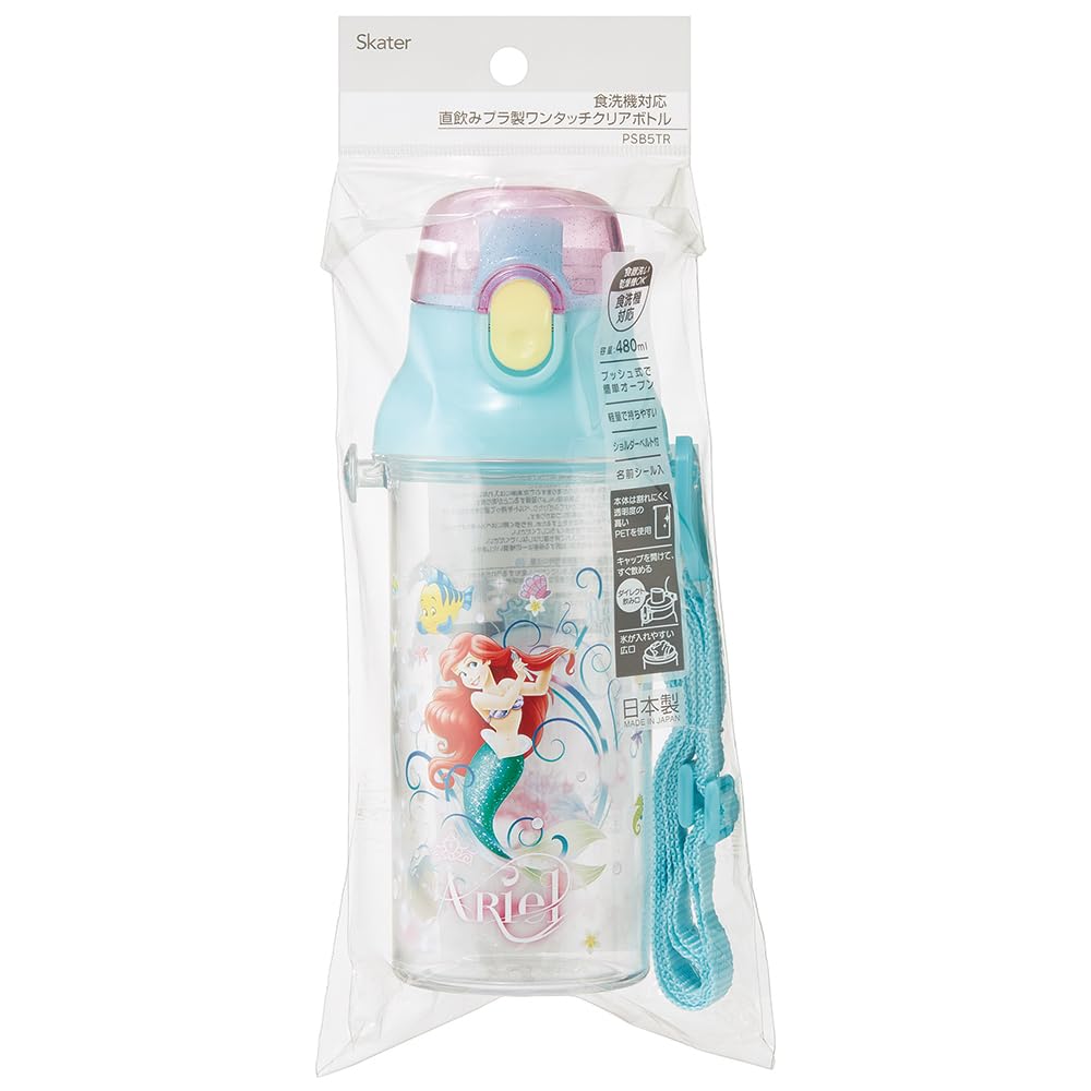 Skater Water Disney Ариэль Пластиковая прозрачная бутылка для Made in Bottle, 480 мл, 24, Детская, Япония, PSB5TR-A