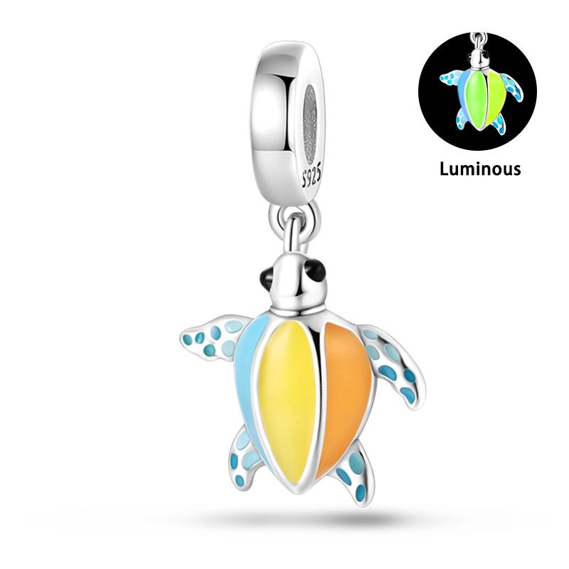 Лето S925 серебряный цвет ракушка жемчуг рыбий хвост светящийся океан серии Подвески бусины подходят S925 оригинальные браслеты DIY ювелирные изделия