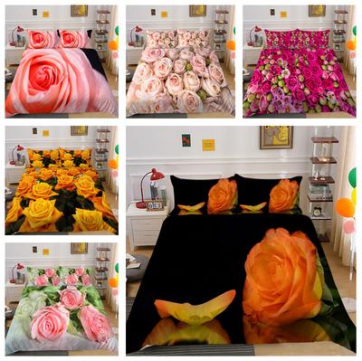 Роза постельное белье для женщин King Queen Bed Down пододеяльник наволочка 2/3 шт 3D печатный парный цветок покрывало домашний текстиль подарок