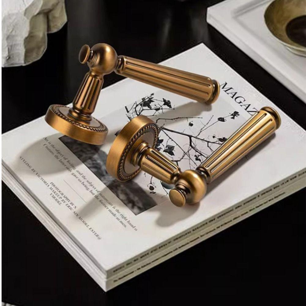 Simple Design Magnetic Suction Door Lock Retro Style Wooden Door Handle Silent Door Lock Home