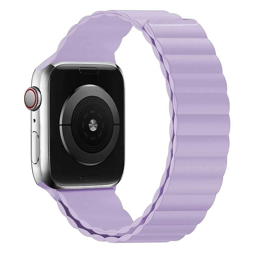 Ремешок для Apple Watch Band 44 мм, 40 мм, 45 мм, 41 мм, 42 мм, 38 мм, силиконовый браслет с магнитной петлей iWatch Series 8 7 Ultra 3 5 6 SE