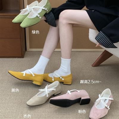 Французские ретро туфли Мэри Джейн с перекрестным ремешком женские 2025 новые квадратный носок красные мягкая подошва туфли бабушки одинарные туфли балетки