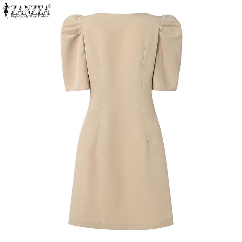 ZANZEA Женское летнее повседневное платье с квадратным воротником и коротким рукавом