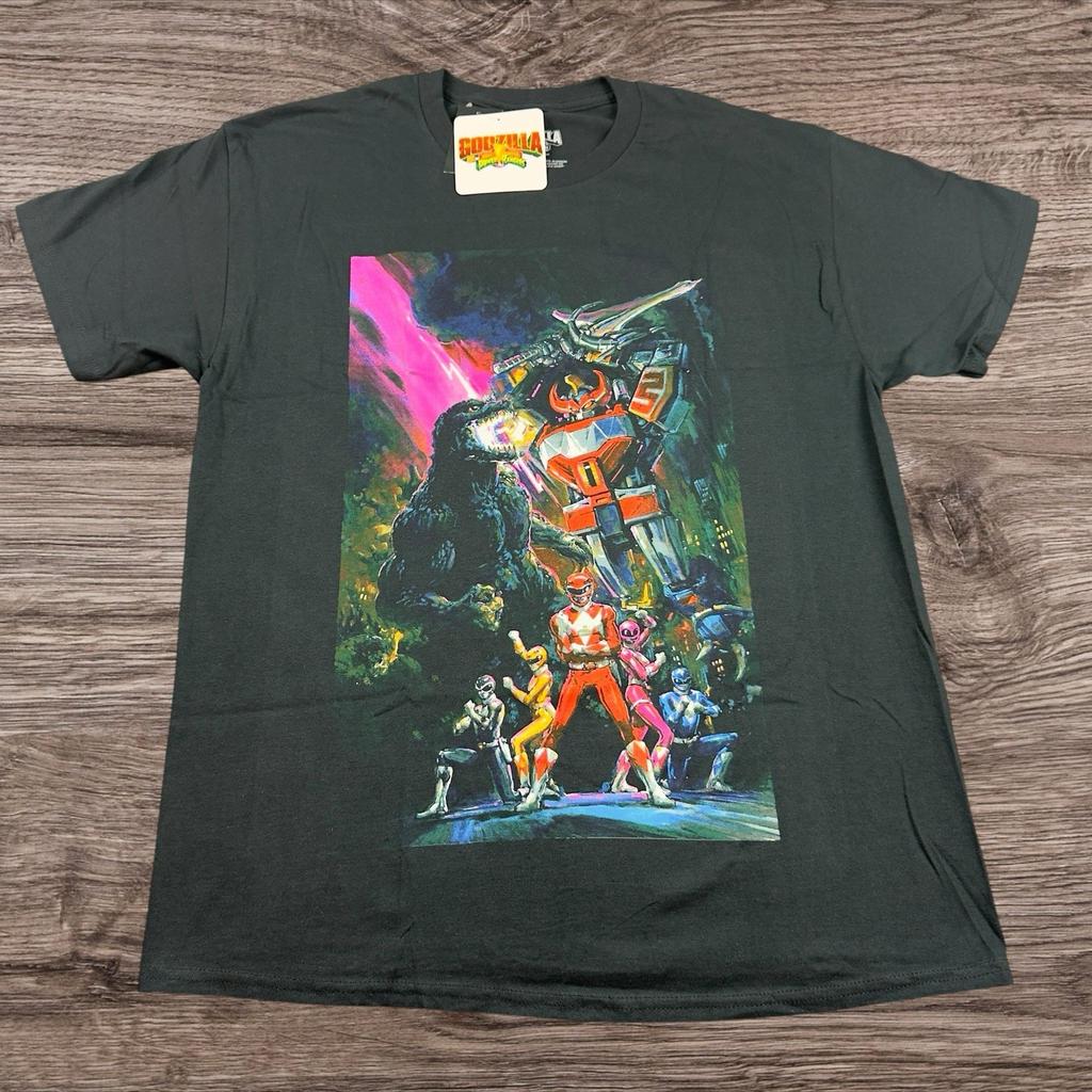 Godzilla Vs. Mighty Morphin Power Rangers Graphic Adult Size Medium Unisex T-Shirt