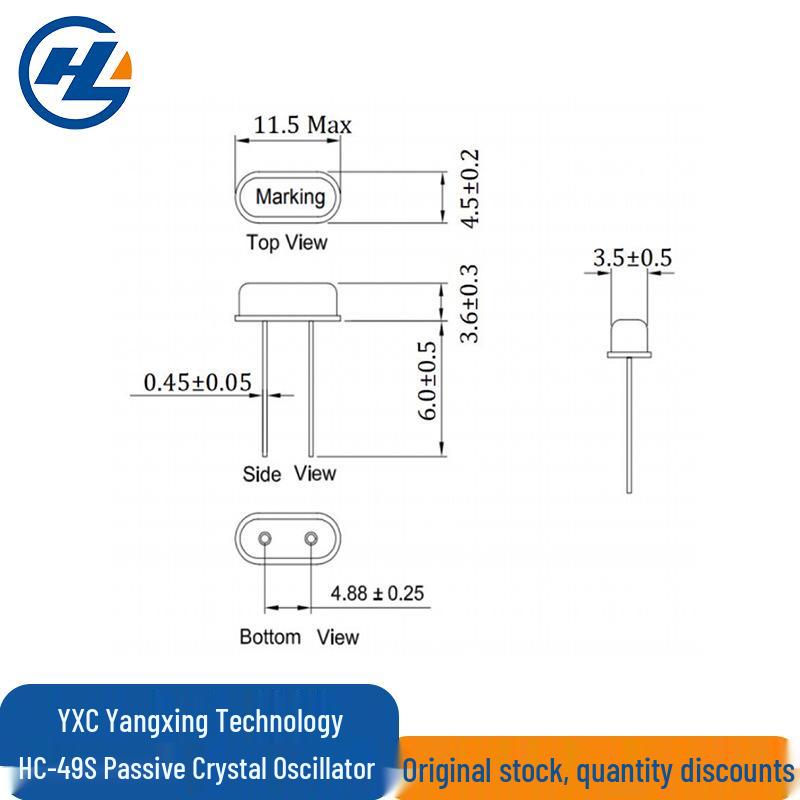 Кристаллический генератор Yangxing X49SD 8 МГц 20 пФ ±10 ppm