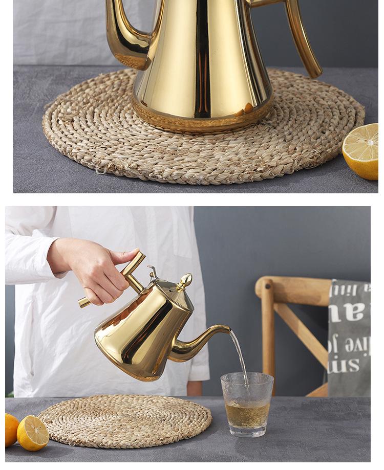 Stainless Steel European-Style Non-Magnetic Kettle Teapot with Filter – Universal for Household, Hotel, and Induction Cookers.