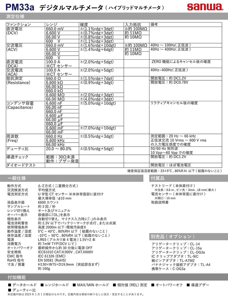 sanwa electric meter Гибридный мини-тестер SANWA с зажимом PM33A (Мультиметр + Измеритель)