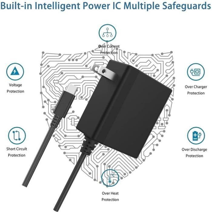 Зарядное устройство для Nintendo Switch - ВИЛКА ЕС - 15 В - 2,6 А - Быстрая зарядка - Совместимо с Switch Lite