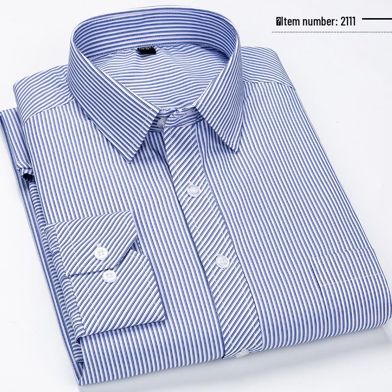 Men's Business Casual Striped Long-Sleeve Shirt - Simple and Fashionable