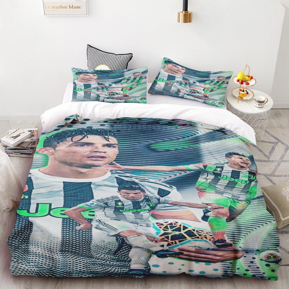 Комплект пододеяльника Ronaldo Idol Футбольная звезда 3D принт Мягкий чехол для одеяла для подростков Детей Мальчиков Девочек Мягкое постельное покрывало на молнии