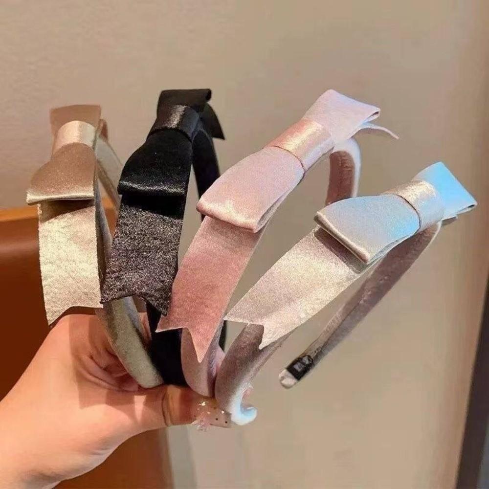 Thin Bow Headband Satin Women Hairband Elegant Balletcore Hair Band Travel