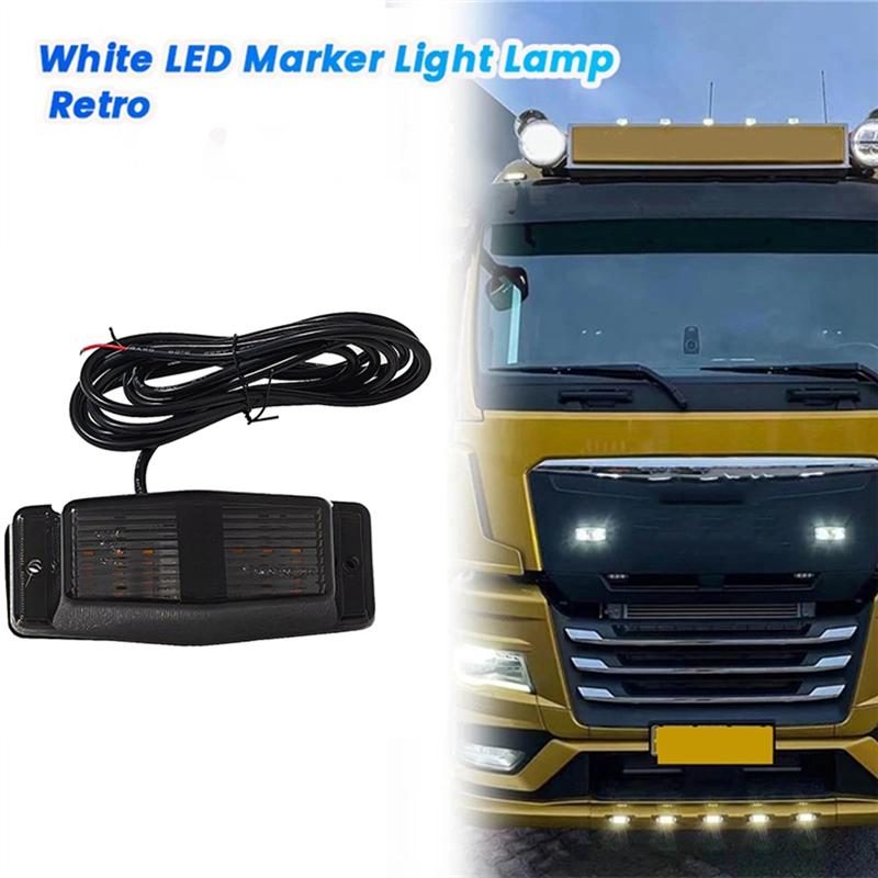 4 шт. Дымчато-белый Передний свет решетки радиатора Светодиодный габаритный фонарь Для Scania Volvo Man Benz Грузовик Грузовик Двойной гонщик Указатель поворота-A87Q