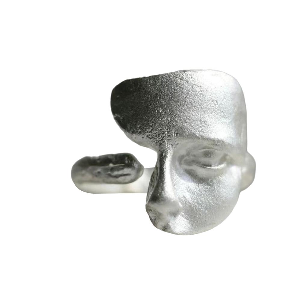 Stylish Unisex Rings Mask Shape Modern Opeining Rings Unique Adjustable Rings Copper Texture Couple Rings for Daily