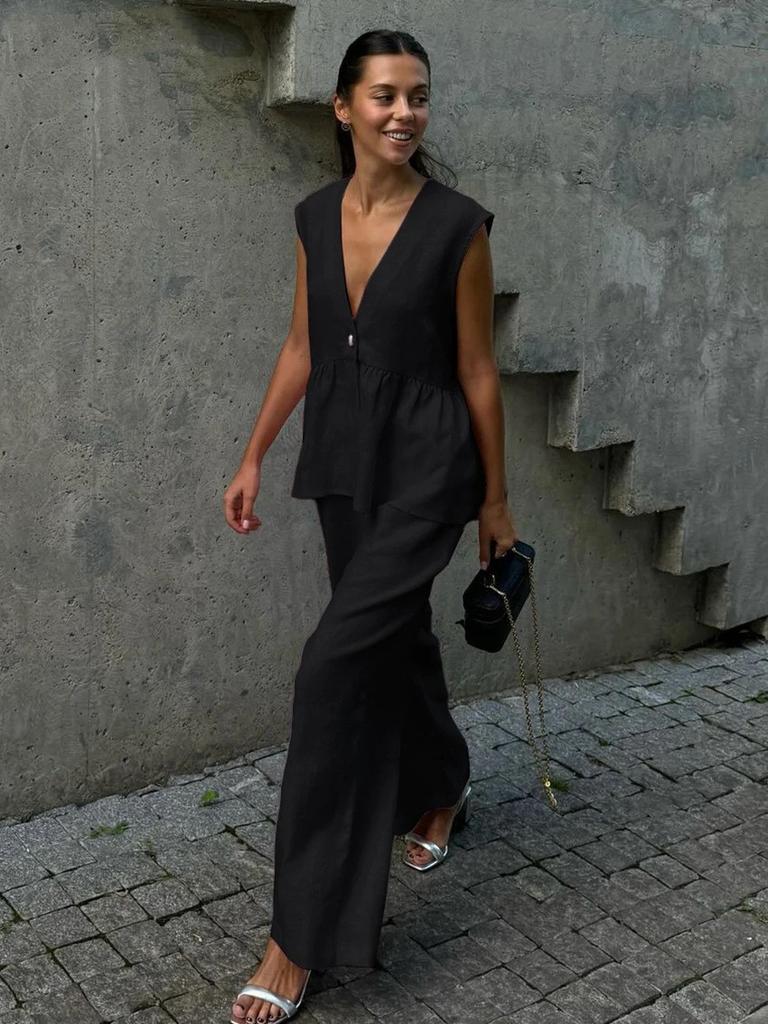 Women Casual Wrap V Neck Cold Shoulder Jumpsuit Outfits Pants Romper