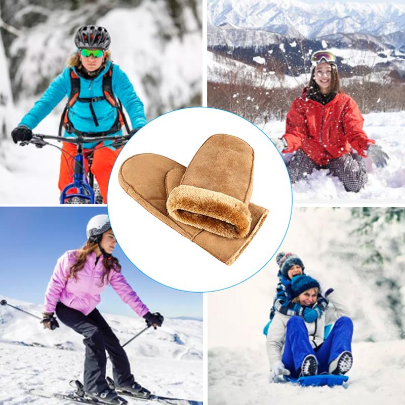 1 пара варежек с подогревом, зимние ветрозащитные перчатки для верховой езды на открытом воздухе, теплые перчатки с закрытыми пальцами, кашемировые перчатки, мягкие теплые перчатки из искусственного меха и замши