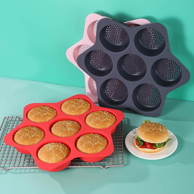 Food Grade Silicone Mold Tool Baking Round Hamburger Mold High Temperature Resistant Bread Cake Oven Baking Pan Mold