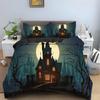Halloween Horror Pumpkin King Queen Duvet Cover Night Witch Bedding Set Bat Moon Quilt Cover 2/3Pcs Polyester Comforter Cover