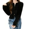 Fluffy Brushed Material Double Zipper Cardigan for Cropped for Autumn and Cold Outerwear [Tamglean Quion] Women, Plain, Length, Spring, Winter,