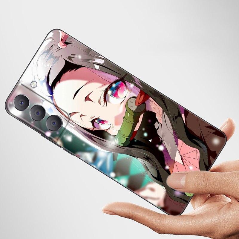 Чехол для телефона Demon Slayer Nezuko с аниме для Samsung Galaxy S22 Pro S21 S20 FE Ultra S10 Lite S10 S10E S9 S8 Plus, мягкий черный чехол
