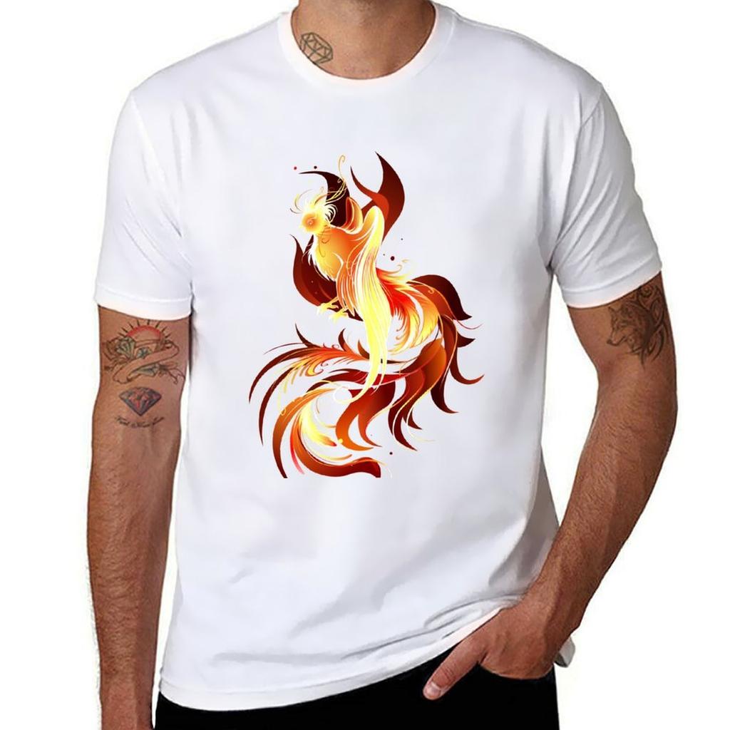 Fiery Bird ( Fire Phoenix ) Tshirt Vintage Style Printed Top
