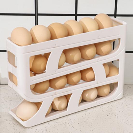 Выдвижная боковая дверца холодильника Полка для хранения яиц Четырехъярусная автоматическая прокатка с глубокими канавками вмещает 30 яиц