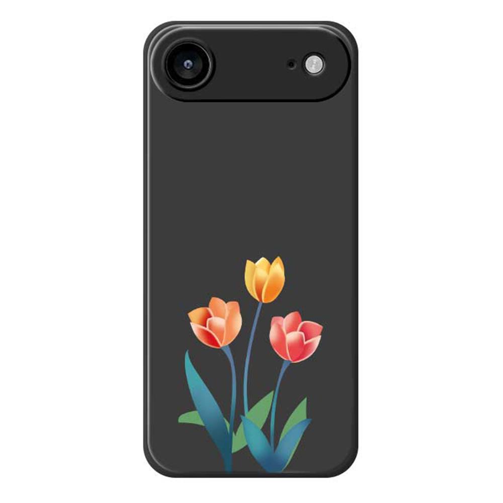 For iPhone 17 Air Case Three Flowers Pattern Printing Straight Edge TPU Phone Back Cover