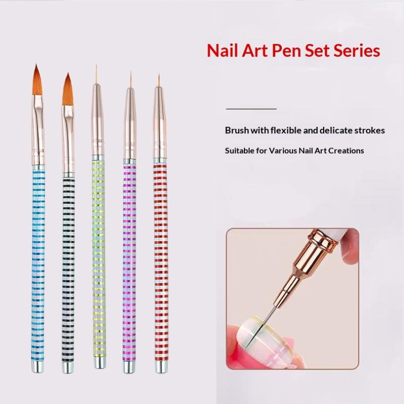 5 Pcs Nails Art Dotting Pen Nails Brushes For Nails Art Accessories Tools Kits Nail Supplies For Professionals Manicure Set