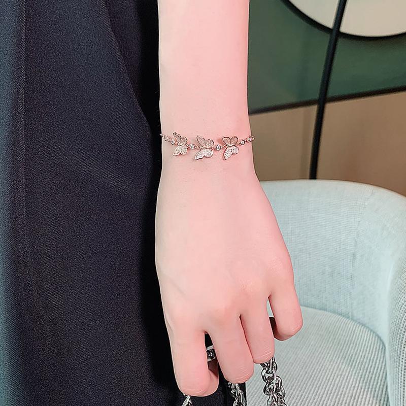 Браслет с бабочкой и инкрустацией цирконами для женщин, регулируемый, золотистого цвета, эстетичные браслеты, темперамент, роскошный дизайнерский циркон