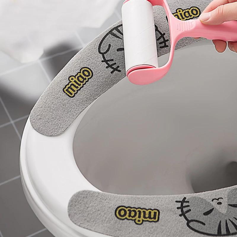 1 ПАРА Универсальная накладка на сиденье унитаза Мягкая Мультяшная Наклейка для унитаза Липкая подушечка для сиденья Моющаяся Нагреватель для ванной комнаты Накладка на крышку сиденья Подушечка-подушка