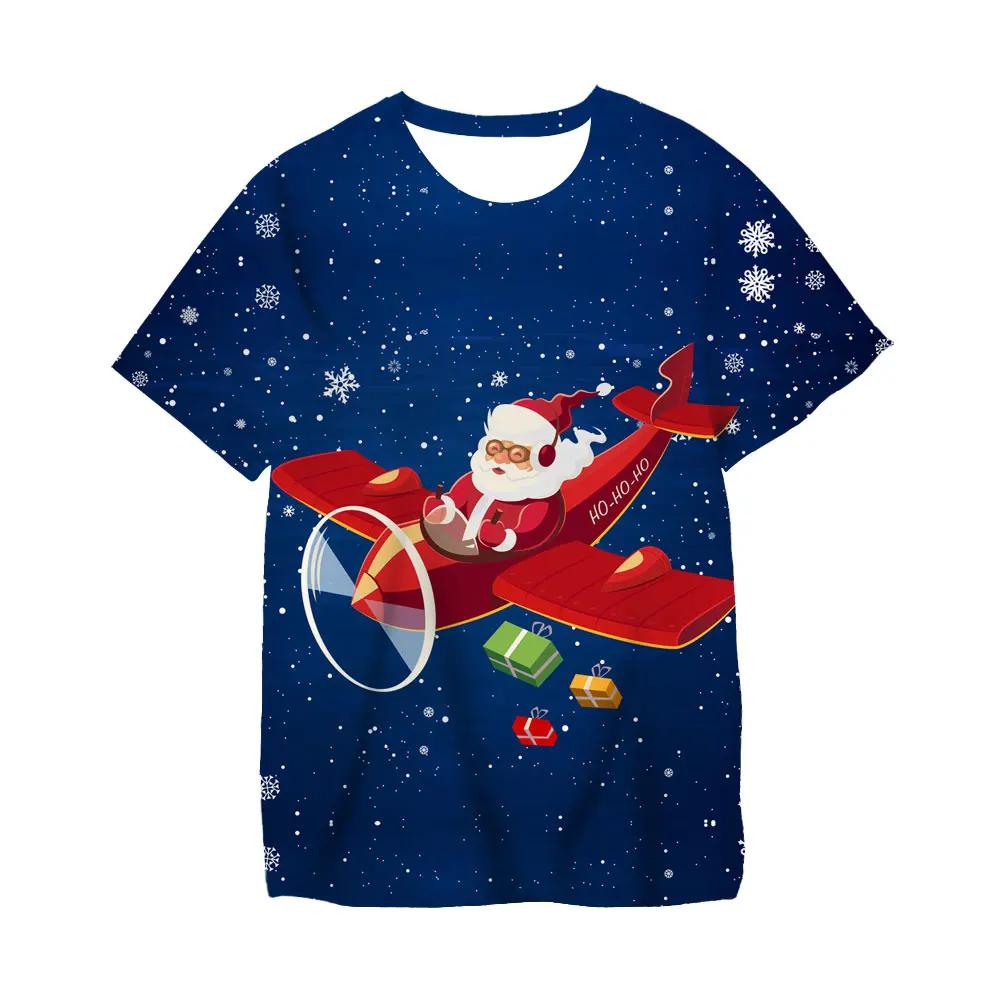 Kawaii Christmas Tshirts 3D Print Santa Claus SnowmanT Shirt Fashion Kids Casual Boys Girls Unisex Round Neck Tshirt Tops