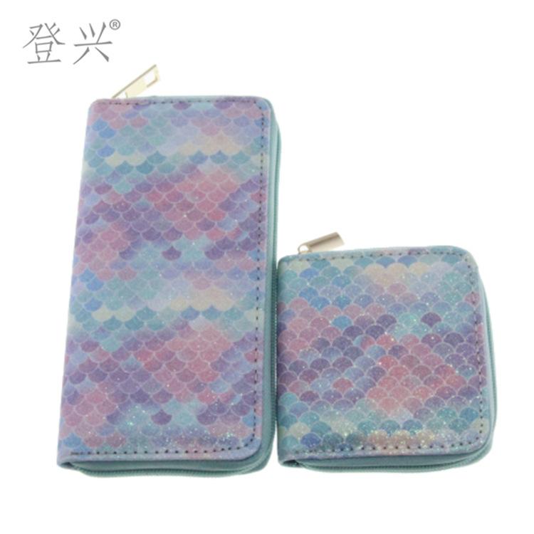 New Sequined Snake Pattern Laser Gradual Change Color PU Long Wallet, Student Card Bag Clutch Bag