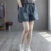 Женские однотонные свободные джинсовые шорты женская одежда летняя новая винтажная простота эластичный пояс карманы шорты
