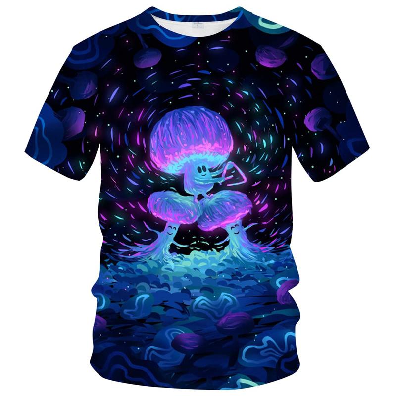 3D Printed Magic Mushroom T Shirt For Men Forest Elf Pattern Tees Casual Round Neck Breathable Comfortable Short Sleeve T-Shirts