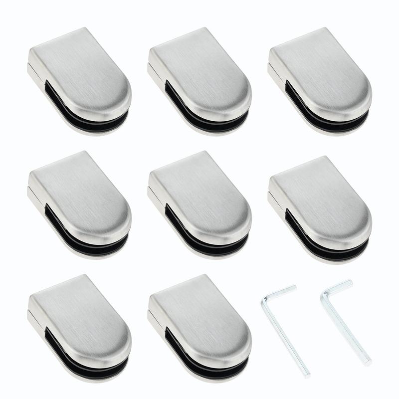 8pcs Stainless Steel Glass Clamps for 6-8mm/8-10mm/10-12mm Thickness Glass Support Brackets Clips with Hex Screwdriver