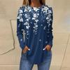 Shirts For Women Cute  Vintage Pattern Print T-Shirt Long Sleeve Tunic Tops Cotton Pullovers