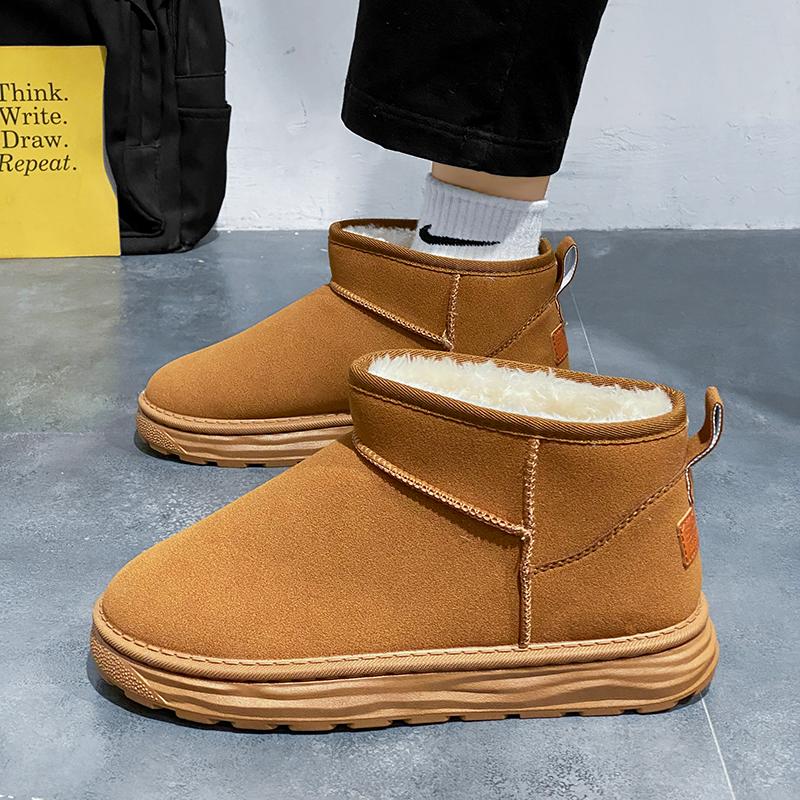 Мужские зимние ботинки Качественные замшевые ботильоны Модные повседневные ботинки с высоким голенищем Зимние плюшевые теплые хлопковые ботинки для мужчин Зимние ботинки
