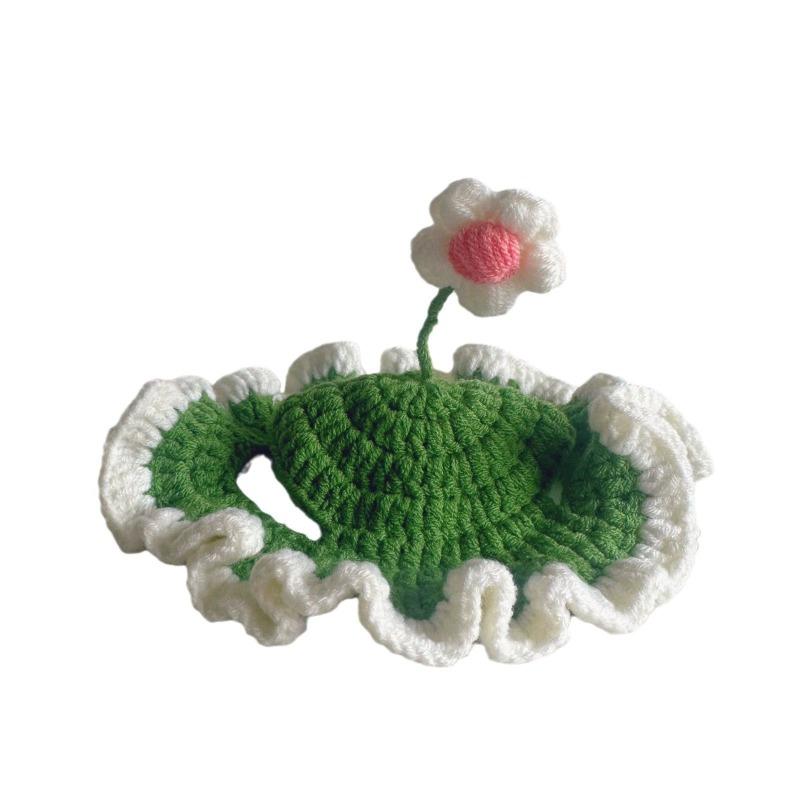 Pet Cat Springfield Flower Hat, Wool Dog Cat Headgear Finished Headgear Decoration Hand-woven Cute Drag Cat Accessories