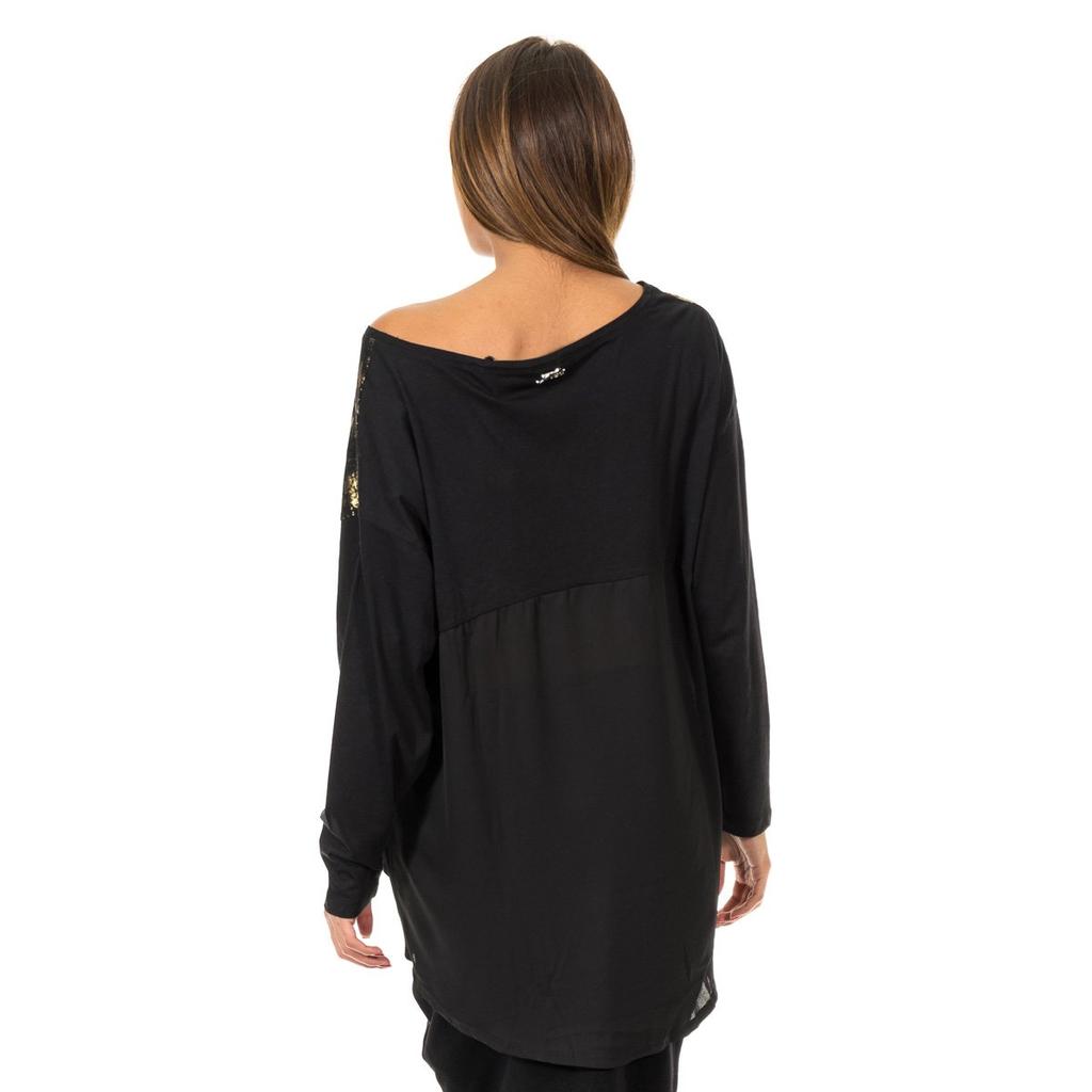 Женская футболка с длинными рукавами и вырезом-лодочкой 10DML0437