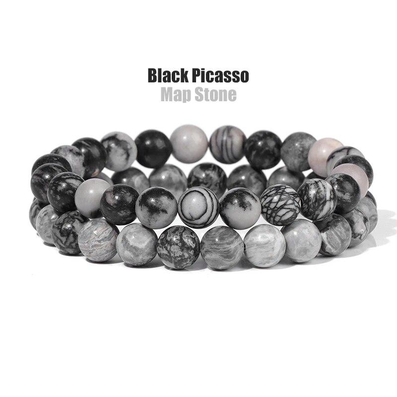 2 шт./компл. браслеты для женщин, набор браслетов из натурального камня, агаты, 8 мм, бисер, бирюзовый кристалл, браслет, мужские ювелирные изделия, исцеление