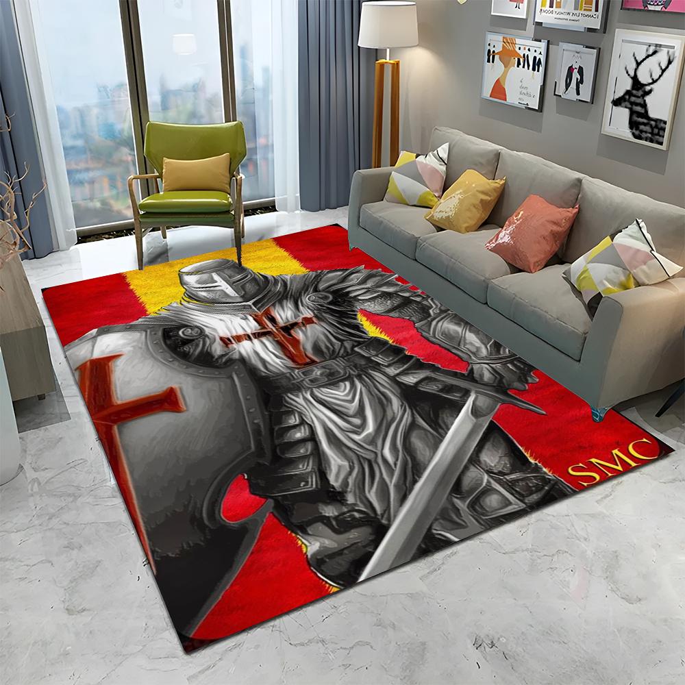 Ковер с изображением тамплиера, рыцаря-крестоносца, для игр, для дома, гостиной, спальни, дивана, прихожей, декора, коврик, нескользящий коврик