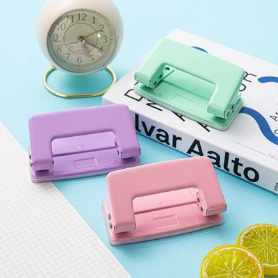Мини-дырокол с двумя отверстиями, цвет Macaron, ручной дырокол для офисных папок, круглый 6 мм