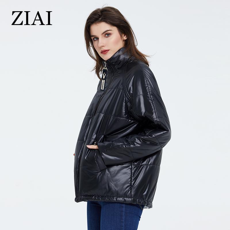 ziai Весенняя женская куртка, короткое теплое тонкое хлопковое пальто ярких цветов с воротником-стойкой, модная верхняя одежда