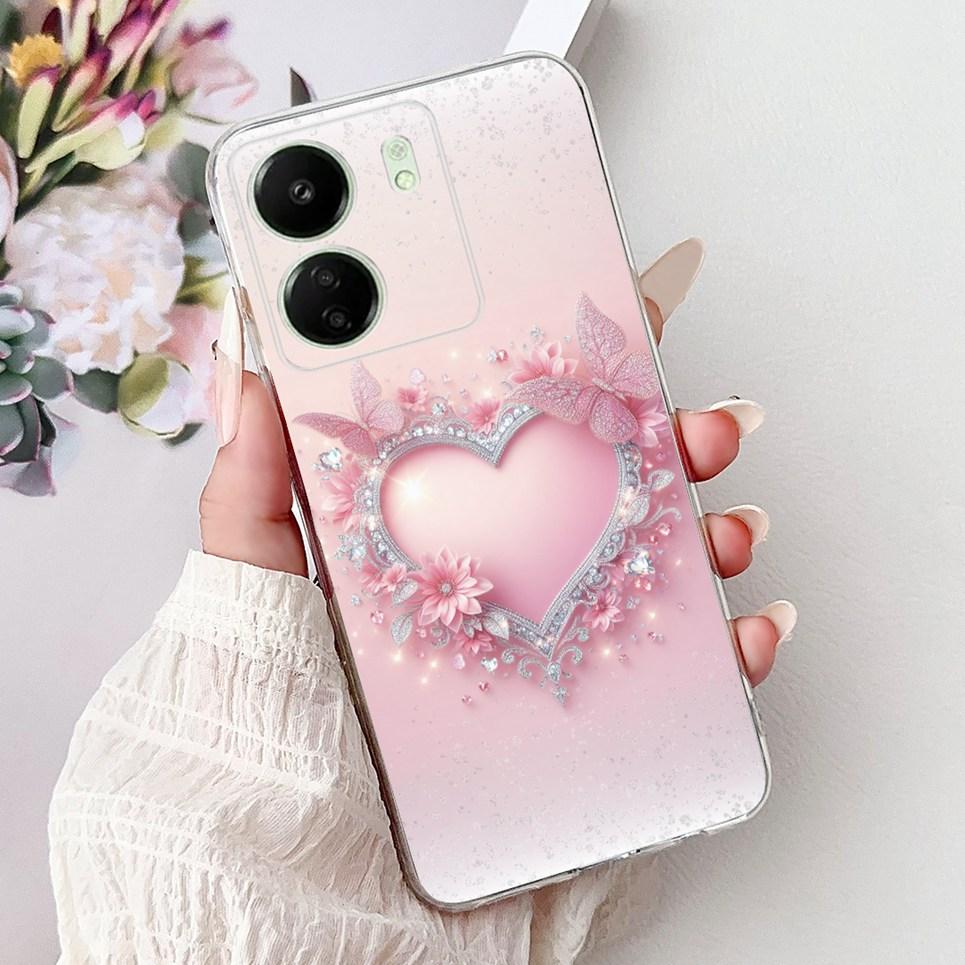 For Xiaomi Redmi 13C 5G 4G  Back Bumper Redmi 13 4G Colorful Butterfly Flower Painting Phone Case Transparent Soft TPU Silicone