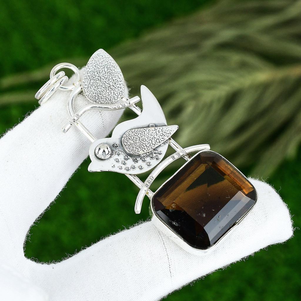 Серебро 925 пробы Корневая чакра Дымчатый кварц Камень Мать Помолвка Новый кулон