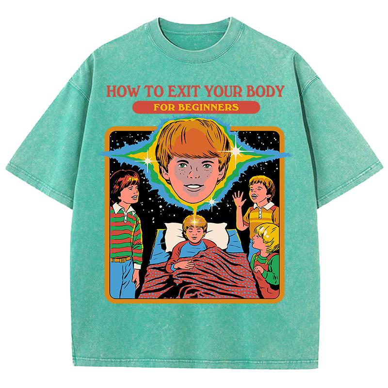 Как выйти из своего тела Принты Выстиранная мужская футболка Летняя дышащая повседневная футболка с коротким рукавом из мягкого хлопка Уличная одежда Свободный топ
