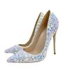 Colorful Sequin High Heels, 12CM Pointed Thin Heels, Shallow Cut Single Shoes, Banquet Shoes, Fashionable Women's Shoes, Plus Si
